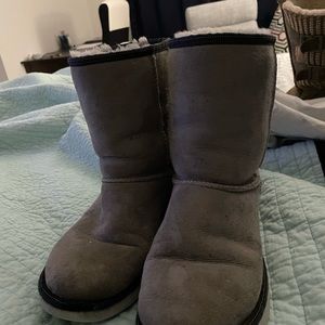 Ugg grey winter boots with some wear and some spots on the front. Size 8